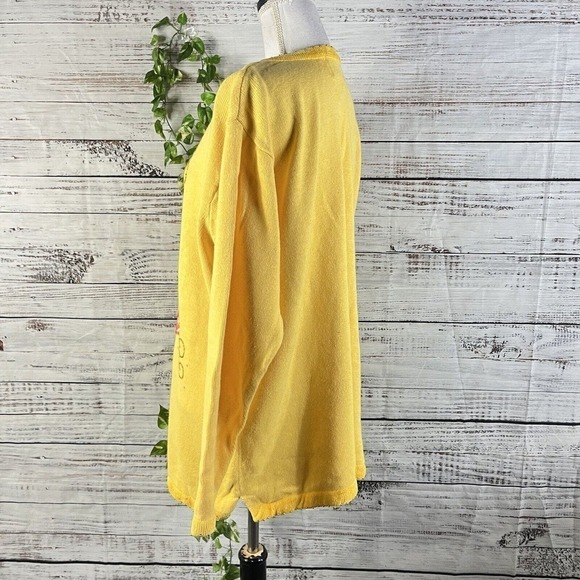 The Quacker Factory Sweater Plus size 1X Yellow Butterfly Sequins Beads Summer - Picture 13 of 15